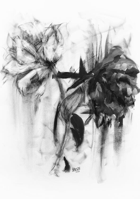 mixed media flowers